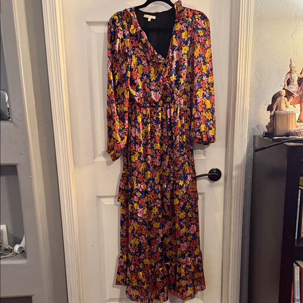 Skies Are Blue Black Floral Maxi Dress with Multicolor Blooms